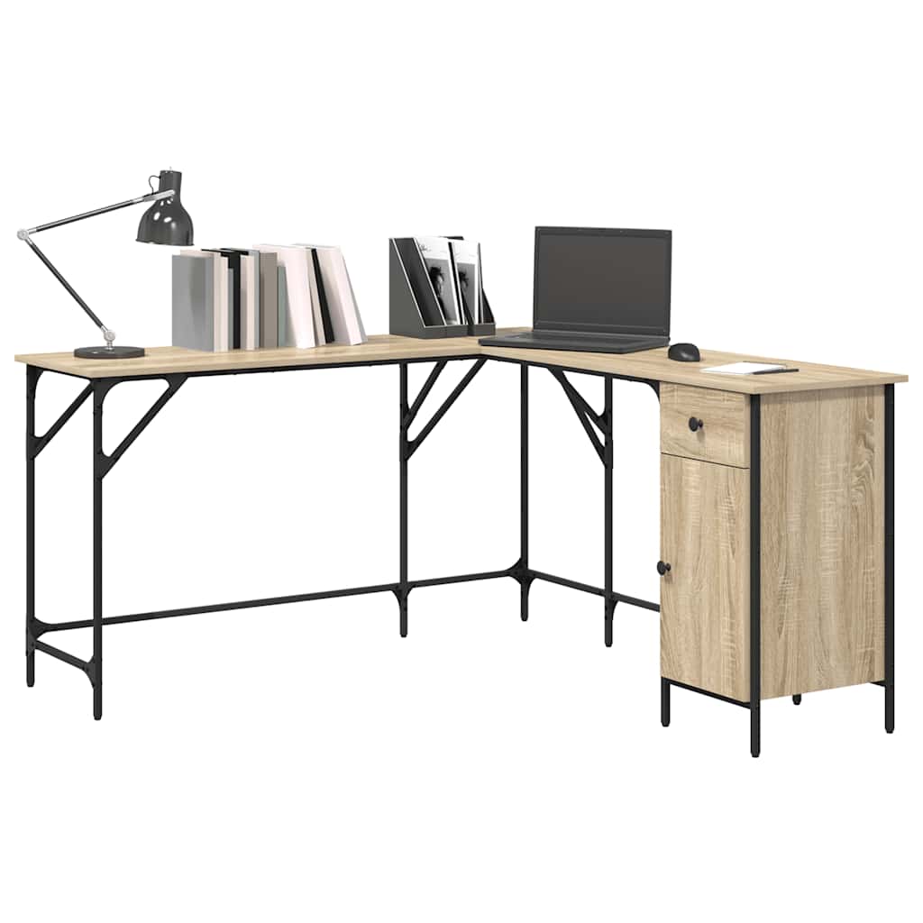 Desk Sonoma Oak 141x141x75 cm Engineered Wood